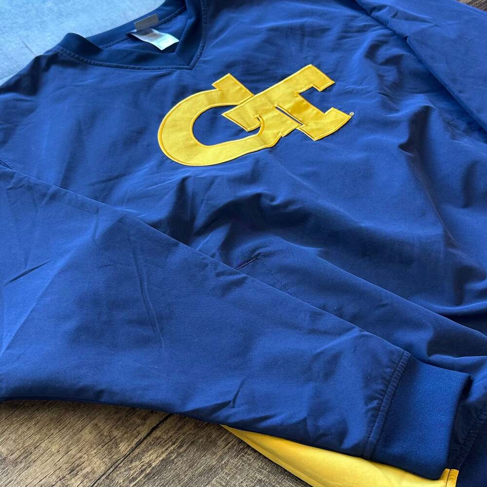 NCAA Georgia Tech Yellow Jackets Pullover Windbreaker Jacket Navy Gold Accent